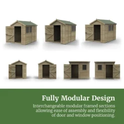 12' X 8' Forest Timberdale 25yr Guarantee Tongue & Groove Pressure Treated Apex Shed – 4 Windows (3.65m X 2.52m) -Zen Gardenia Sales 9fg timberdalefully modular design 1 7