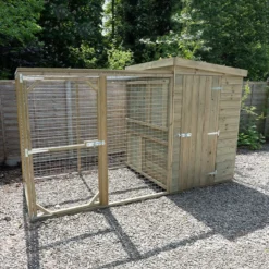 10'1 X 4'6 Forest Hedgerow Wooden Dog Kennel With 6ft Run - Pet House (3.07m X 1.38m) -Zen Gardenia Sales ahdgrun 18