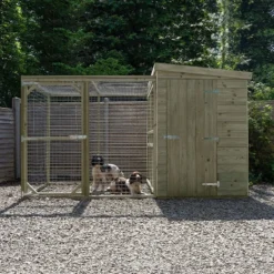 10'1 X 4'6 Forest Hedgerow Wooden Dog Kennel With 6ft Run - Pet House (3.07m X 1.38m)
