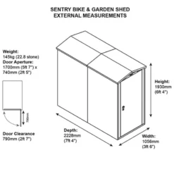 3'6 X 7'4 Asgard Sentry Slimline Metal Shed (1.06m X 2.23m) 15 3'6 X 7'4 Asgard Sentry Slimline Metal Shed (1.06m X 2.23m) -Zen Gardenia Sales asgen 3x7 asgard sentry slimline metal shed drawing1 min 2