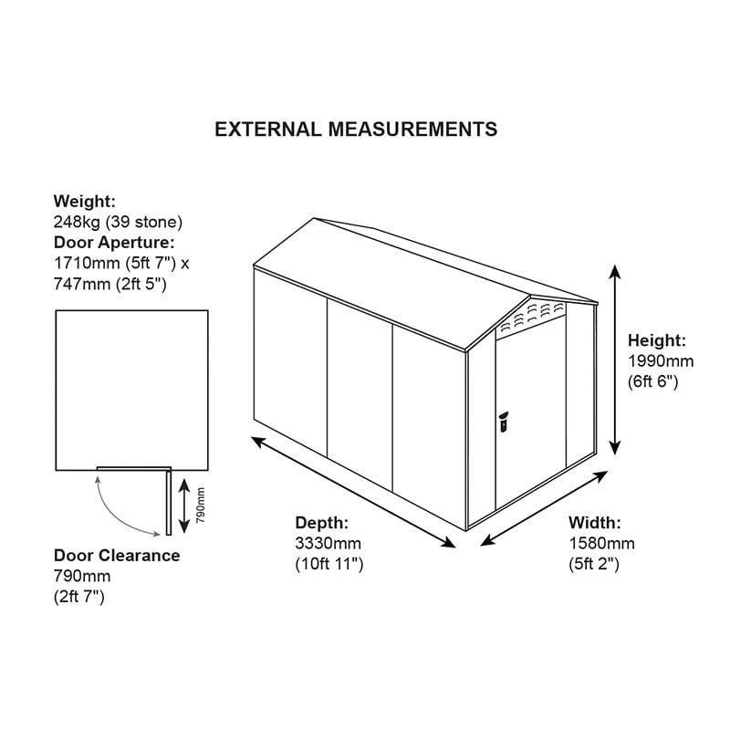 5'1 X 10'11 Asgard Flexistore 1533 Metal Shed (1.58m X 3.33m) 4 5'1 X 10'11 Asgard Flexistore 1533 Metal Shed (1.58m X 3.33m) - Image 2