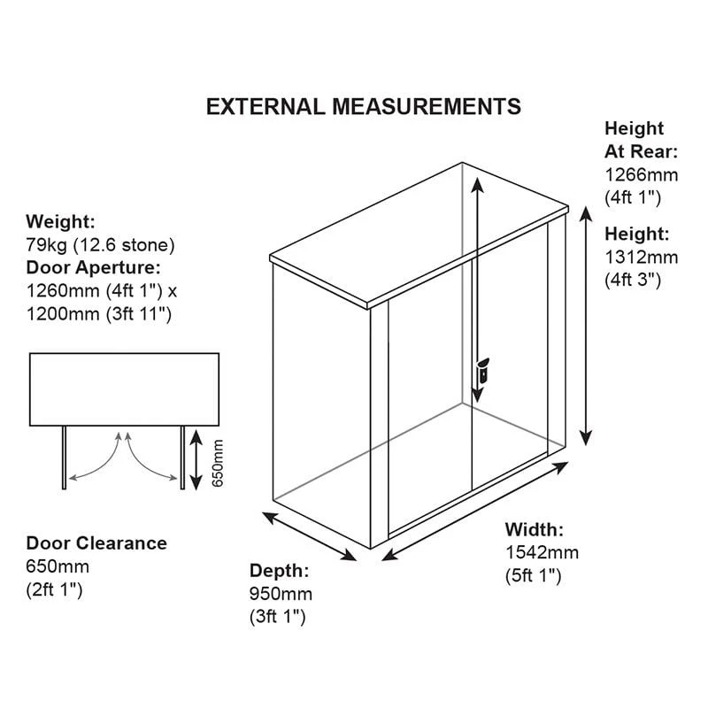 5' X 3' Asgard Securestore Metal Shed (1.5m X 0.95m) 4 5' X 3' Asgard Securestore Metal Shed (1.5m X 0.95m) - Image 2