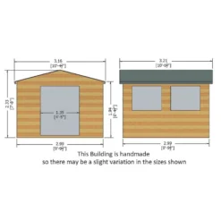 10' X 10' Shire Bison Heavy Duty Double Door Wooden Workshop (3.16m X 3.21m) 11 10' X 10' Shire Bison Heavy Duty Double Door Wooden Workshop (3.16m X 3.21m) -Zen Gardenia Sales biso1010dsl 1aa bison 10x10 drawing