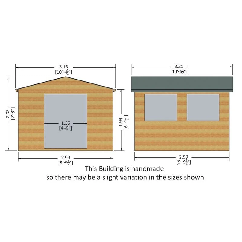 10' X 10' Shire Bison Heavy Duty Double Door Wooden Workshop (3.16m X 3.21m) 5 10' X 10' Shire Bison Heavy Duty Double Door Wooden Workshop (3.16m X 3.21m) - Image 3