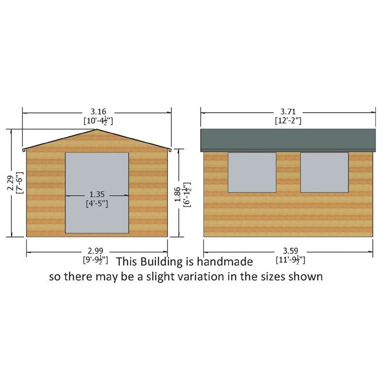 12' X 10' Shire Bison Heavy Duty Double Door Wooden Workshop (3.59m X 3.16m) 5 12' X 10' Shire Bison Heavy Duty Double Door Wooden Workshop (3.59m X 3.16m) - Image 3
