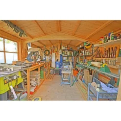 12' X 10' Shire Bison Heavy Duty Double Door Wooden Workshop (3.59m X 3.16m) 13 12' X 10' Shire Bison Heavy Duty Double Door Wooden Workshop (3.59m X 3.16m) -Zen Gardenia Sales biso1210dsl 1aa bison 12x10 interior