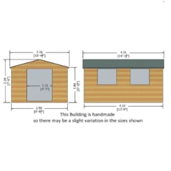 14' X 10' Shire Bison Heavy Duty Double Door Wooden Workshop (4.31m X 3.16m) -Zen Gardenia Sales biso1410dsl 1aa bison 14x10 drawing