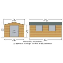 16' X 10' Shire Bison Heavy Duty Double Door Wooden Workshop (4.91m X 3.16m) -Zen Gardenia Sales biso1610dsl 1aa bison 16x10 drawing