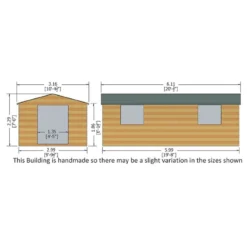20' X 10' Shire Bison Heavy Duty Double Door Wooden Workshop (6.11m X 3.16m) -Zen Gardenia Sales biso2010dsl 1aa bison 20x10 drawing