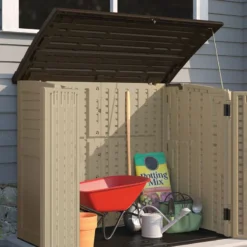 4'5 X 2'8 Suncast Kensington Plastic Garden Storage Shed (1.35m X 0.83m) 11 4'5 X 2'8 Suncast Kensington Plastic Garden Storage Shed (1.35m X 0.83m) -Zen Gardenia Sales bms3400 4 5 x 2 8 suncast kensington plastic shed close up1 min