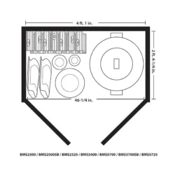 4'5 X 2'8 Suncast Kensington Plastic Garden Storage Shed (1.35m X 0.83m) 10 4'5 X 2'8 Suncast Kensington Plastic Garden Storage Shed (1.35m X 0.83m) -Zen Gardenia Sales bms3400 4 5 x 2 8 suncast kensington plastic shed drawing min