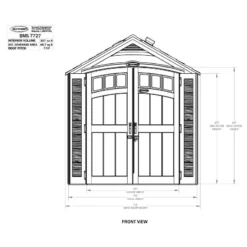 7' X 7' Suncast Cloverdale Plastic Garden Shed (2.24m X 2.17m) -Zen Gardenia Sales bms7727 7x7 suncast cloverdale plastic garden shed drawing1 min