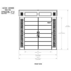 7' X 7' Suncast Modernist Plastic Garden Storage Shed - Peppercorn (2.20m X 2.22m) -Zen Gardenia Sales bms7780 7x7 suncast modernist plastic garden storage shed peppercorn drawing1 min 1
