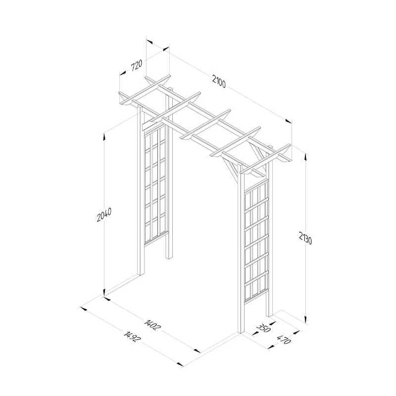 Forest Classic Flat Top Wooden Garden Pergola Arch 6'11 X 2'4 4 Forest Classic Flat Top Wooden Garden Pergola Arch 6'11 X 2'4 - Image 2