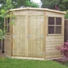 7' X 7' Shire Premium Pressure Treated Wooden Corner Garden Shed (2.07m X 2.16m) -Zen Gardenia Sales cnrs0707psl 1aa pt corner shed 7x7 main