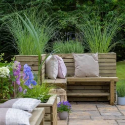 Forest Double Sleeper Corner Wooden Garden Bench 3'11 X 3'11 (1.2m X 1.2m) -Zen Gardenia Sales cornben12 11