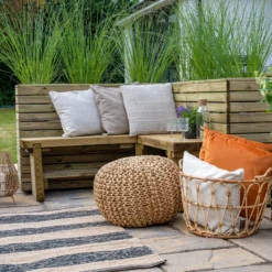 Forest Double Sleeper Corner Wooden Garden Bench 3'11 X 3'11 (1.2m X 1.2m) -Zen Gardenia Sales cornben12 forest double sleeper bench insitu4 min