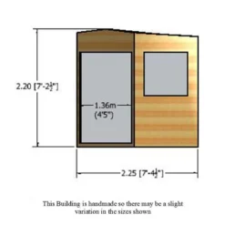 7'5 X 7'5 Shire Shiplap Wooden Corner Garden Shed (2.33m X 2.33m) -Zen Gardenia Sales cornershed 8x8 line diagram01