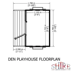 6' X 6' Shire Den Kids Wooden Playhouse (1.79m X 1.79m) -Zen Gardenia Sales denp0606sl 1aa drawing2 min