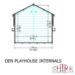 6' X 6' Shire Den Kids Wooden Playhouse (1.79m X 1.79m) -Zen Gardenia Sales denp0606sl 1aa drawing3 min