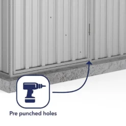 5' X 2'7 Absco Space Saver Pent Metal Shed - Zinc (1.52m X 0.79m) 19 5' X 2'7 Absco Space Saver Pent Metal Shed - Zinc (1.52m X 0.79m) -Zen Gardenia Sales esdxl20met001bun 5x3 absco space saver pent metal shed zinc close up5 min