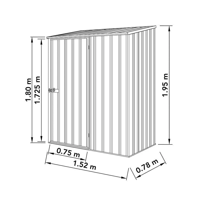 5' X 2'7 Absco Space Saver Pent Metal Shed - Zinc (1.52m X 0.79m) 4 5' X 2'7 Absco Space Saver Pent Metal Shed - Zinc (1.52m X 0.79m) - Image 2