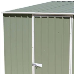 7'5 X 2'7 Absco Space Saver Pent Metal Shed - Pale Eucalyptus (2.26m X 0.79m) -Zen Gardenia Sales esdxl20met008bun 7 5x2 7 absco spacesaver pent metal shed close up2 min