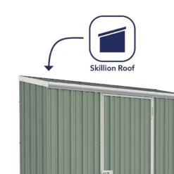 7'5 X 2'7 Absco Space Saver Pent Metal Shed - Pale Eucalyptus (2.26m X 0.79m) -Zen Gardenia Sales esdxl20met008bun 7 5x2 7 absco spacesaver pent metal shed close up3 min