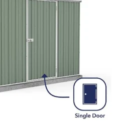 7'5 X 2'7 Absco Space Saver Pent Metal Shed - Pale Eucalyptus (2.26m X 0.79m) -Zen Gardenia Sales esdxl20met008bun 7 5x2 7 absco spacesaver pent metal shed close up4 min