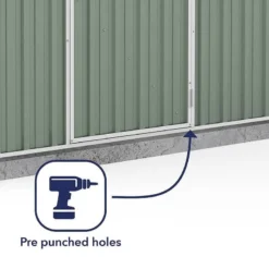 7'5 X 2'7 Absco Space Saver Pent Metal Shed - Pale Eucalyptus (2.26m X 0.79m) -Zen Gardenia Sales esdxl20met008bun 7 5x2 7 absco spacesaver pent metal shed close up5 min