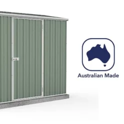 7'5 X 2'7 Absco Space Saver Pent Metal Shed - Pale Eucalyptus (2.26m X 0.79m) -Zen Gardenia Sales esdxl20met008bun 7 5x2 7 absco spacesaver pent metal shed close up7 min