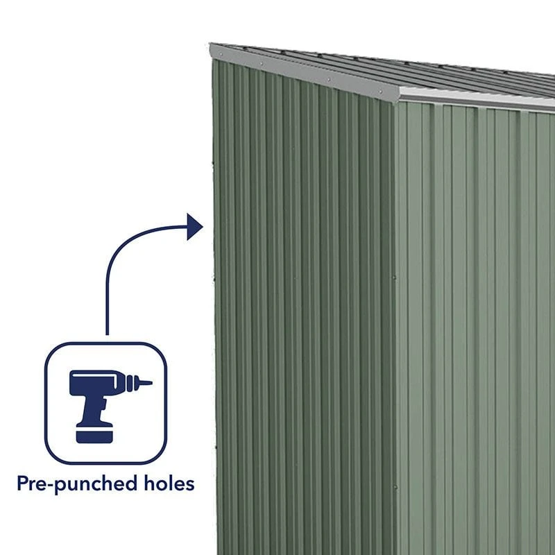 9'10 X 5' Absco Space Saver Pent Double Door Metal Shed - Pale Eucalyptus (3m X 1.52m) 11 9'10 X 5' Absco Space Saver Pent Double Door Metal Shed - Pale Eucalyptus (3m X 1.52m) - Image 9