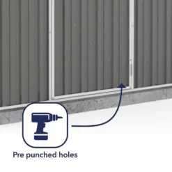 7'5 X 2'7 Absco Space Saver Pent Metal Shed - Grey (2.26m X 0.79m) 15 7'5 X 2'7 Absco Space Saver Pent Metal Shed - Grey (2.26m X 0.79m) -Zen Gardenia Sales esdxl20met096bun 7 5x2 7 absco spacesaver pent metal shed close up3 min