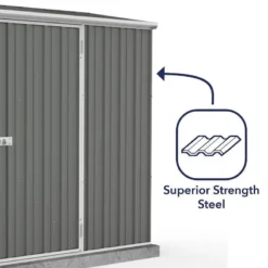 7'5 X 2'7 Absco Space Saver Pent Metal Shed - Grey (2.26m X 0.79m) 16 7'5 X 2'7 Absco Space Saver Pent Metal Shed - Grey (2.26m X 0.79m) -Zen Gardenia Sales esdxl20met096bun 7 5x2 7 absco spacesaver pent metal shed close up4 min