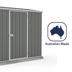 7'5 X 2'7 Absco Space Saver Pent Metal Shed - Grey (2.26m X 0.79m) 17 7'5 X 2'7 Absco Space Saver Pent Metal Shed - Grey (2.26m X 0.79m) -Zen Gardenia Sales esdxl20met096bun 7 5x2 7 absco spacesaver pent metal shed close up5 min
