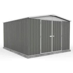 9'10 X 12' Absco Regent Double Door Metal Shed - Grey (3m X 3.66m)