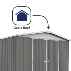 9'10 X 12' Absco Regent Double Door Metal Shed - Grey (3m X 3.66m) -Zen Gardenia Sales esdxl20met098bun 9 10x12 absco regent dd metal shed close up1 min