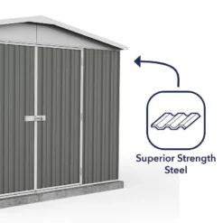 9'10 X 12' Absco Regent Double Door Metal Shed - Grey (3m X 3.66m) -Zen Gardenia Sales esdxl20met098bun 9 10x12 absco regent dd metal shed close up4 min