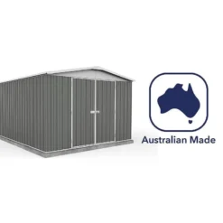 9'10 X 12' Absco Regent Double Door Metal Shed - Grey (3m X 3.66m) -Zen Gardenia Sales esdxl20met098bun 9 10x12 absco regent dd metal shed close up5 min