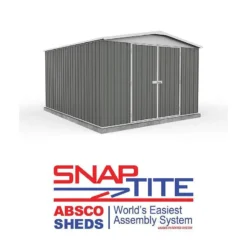 9'10 X 12' Absco Regent Double Door Metal Shed - Grey (3m X 3.66m) -Zen Gardenia Sales esdxl20met098bun 9 10x12 absco regent dd metal shed cutout2 min