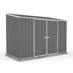 9'10 X 5' Absco Space Saver Pent Double Door Metal Shed - Grey (3m X 1.52m)