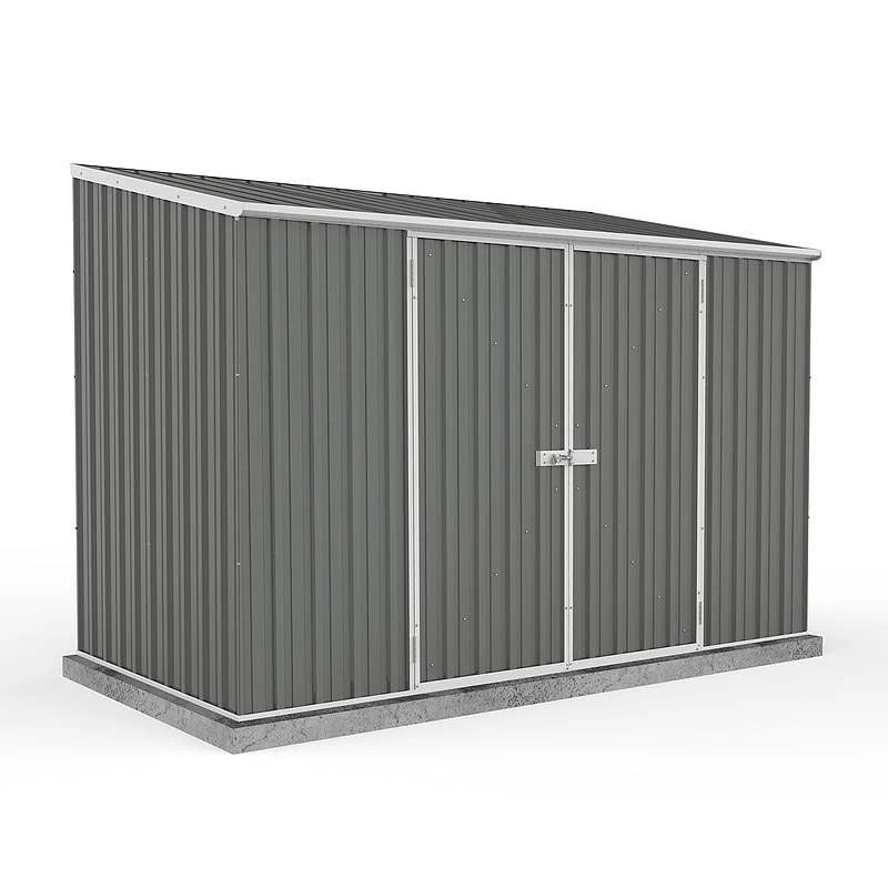 9'10 X 5' Absco Space Saver Pent Double Door Metal Shed - Grey (3m X 1.52m) 3 9'10 X 5' Absco Space Saver Pent Double Door Metal Shed - Grey (3m X 1.52m)