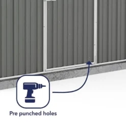 7'5 X 5' Absco Space Saver Pent Metal Shed - Grey (2.26m X 1.52m) 15 7'5 X 5' Absco Space Saver Pent Metal Shed - Grey (2.26m X 1.52m) -Zen Gardenia Sales esdxl20met100bun 7 5x5 absco spacesaver pent metal shed close up3 min