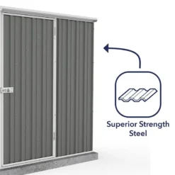 5' X 3' Absco Space Saver Pent Metal Shed - Grey (1.52m X 0.78m) 16 5' X 3' Absco Space Saver Pent Metal Shed - Grey (1.52m X 0.78m) -Zen Gardenia Sales esdxl20met102 5x3 absco grey feature5 min