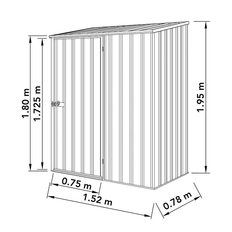 5' X 3' Absco Space Saver Pent Metal Shed - Dark Grey (1.52m X 0.78m) 4 5' X 3' Absco Space Saver Pent Metal Shed - Dark Grey (1.52m X 0.78m) - Image 2