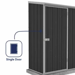 5' X 3' Absco Space Saver Pent Metal Shed - Dark Grey (1.52m X 0.78m) 14 5' X 3' Absco Space Saver Pent Metal Shed - Dark Grey (1.52m X 0.78m) -Zen Gardenia Sales esdxl20met103 5x3 absco dark grey feature3 min