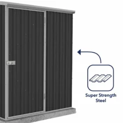 5' X 3' Absco Space Saver Pent Metal Shed - Dark Grey (1.52m X 0.78m) 16 5' X 3' Absco Space Saver Pent Metal Shed - Dark Grey (1.52m X 0.78m) -Zen Gardenia Sales esdxl20met103 5x3 absco dark grey feature5 min