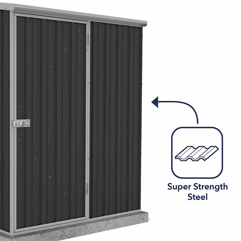 5' X 3' Absco Space Saver Pent Metal Shed - Dark Grey (1.52m X 0.78m) 9 5' X 3' Absco Space Saver Pent Metal Shed - Dark Grey (1.52m X 0.78m) - Image 7