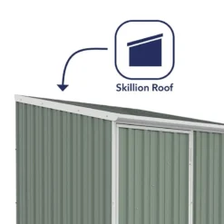 5' X 5' Absco Space Saver Pent Metal Shed - Pale Eucalyptus (1.52m X 1.52m) -Zen Gardenia Sales esdxl20met105 5x5 absco euc feature2 min