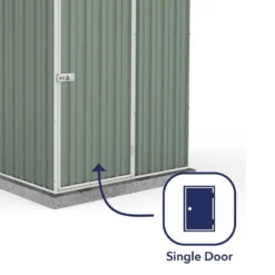 5' X 5' Absco Space Saver Pent Metal Shed - Pale Eucalyptus (1.52m X 1.52m) -Zen Gardenia Sales esdxl20met105 5x5 absco euc feature3 min
